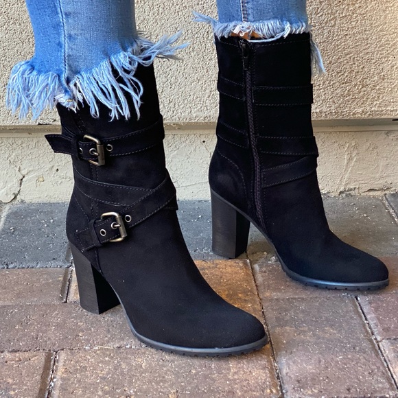 Genuine Suede Engineer Block Heeled Combat Boots - Picture 7 of 16